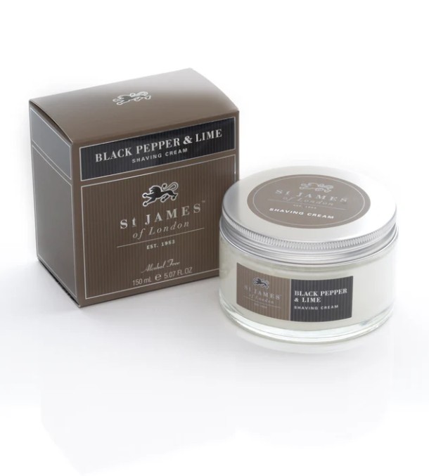St James of London Scheercrème Black Pepper & Lime