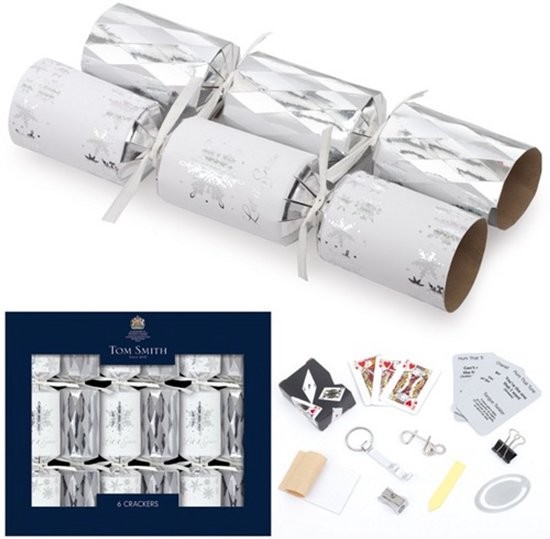Christmas Crackers 8" X 6 Silver Luxury Tree Tom Smith